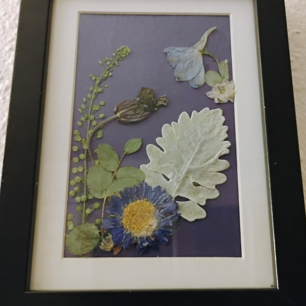 Framed Botanical Art with Blue and Green Accents